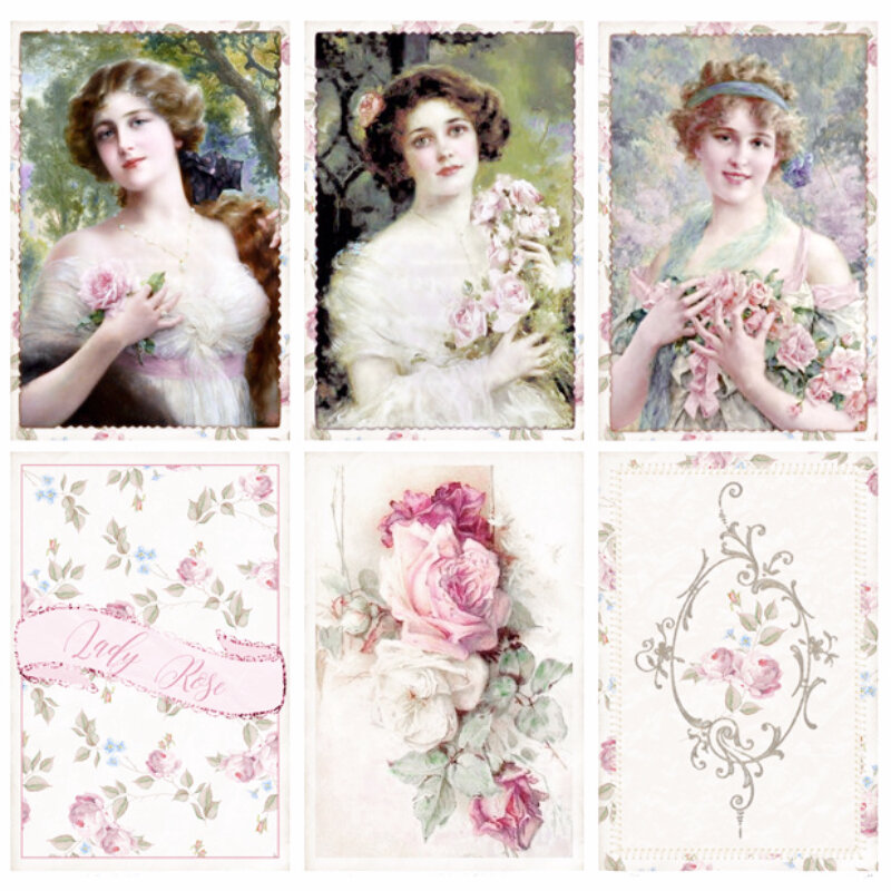 Vintage elegante senhora rosa jardim adesivo diy diário lixo planejador de artigos de papelaria decorativo scrapbook adesivos presente