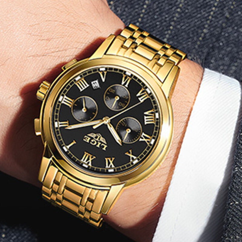 LIGE Casual Sport orologi da uomo cronografo orologio da polso di lusso in acciaio orologio da polso con quadrante grande orologio al quarzo luminoso Relogio Masculino