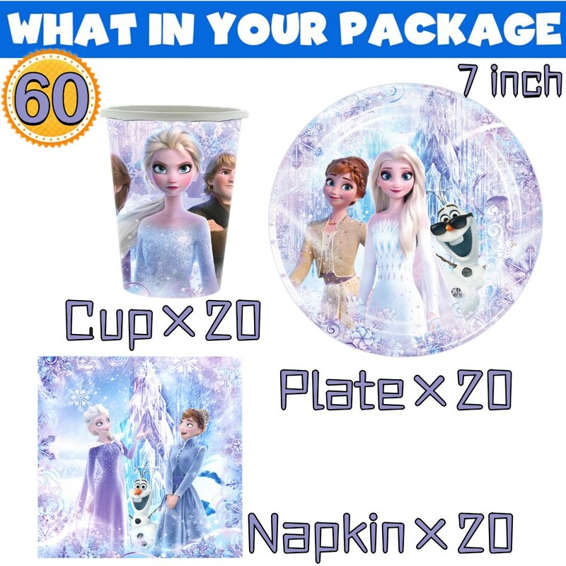 Frozen elsa anna tema crianças decoração de aniversário neve rainha copo placa guardanapo utensílios de mesa balões meninas festa de aniversário suprimentos conjunto