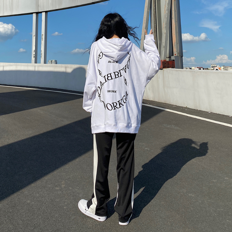 Y2K Letter พิมพ์ Hoodies Sweatshirt ผู้หญิง Hip Hop เสื้อแขนยาว Harajuku Goth ขนาดใหญ่ Thicken Warm Pullover Hoodies Streetwear