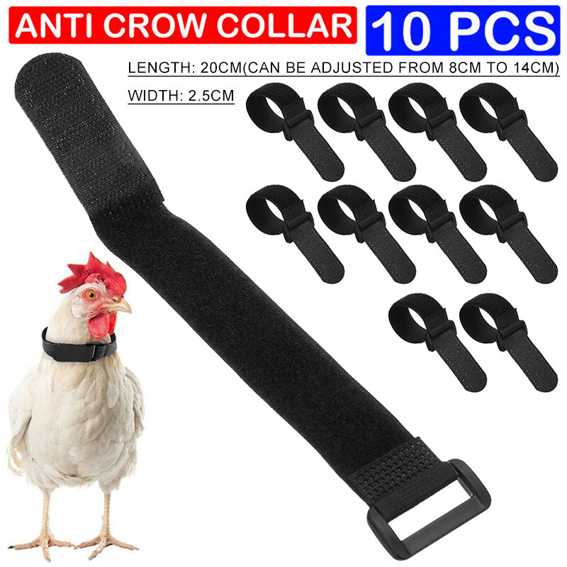 Collar antipolvo de nailon para animales de granja, gallos sin ruido, color negro, accesorios de transporte, 10 piezas