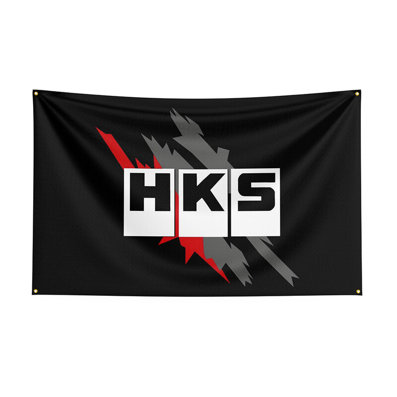 ธง HKS ขนาด90X150ซม. แบนเนอร์รถแข่งของเล่นพิมพ์ลายทำจากผ้าโพลีเอสเตอร์สำหรับตกแต่ง