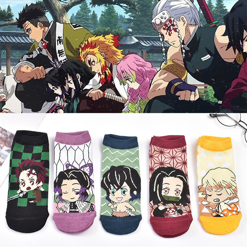 Anime Demon Slayer Nezuko Socks Short Socks Kimetsu No Yaiba Kamado Tanjirou Nezuko Cotton Socks Halloween Christmas Kids Gifts