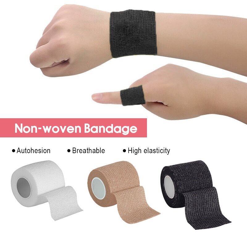 5 Roll Colorful Breathable Self-Locking Elastic Kinesiology Tape Adhesive Kinesiological Bandage Sports Finger Leg Medical Gauze