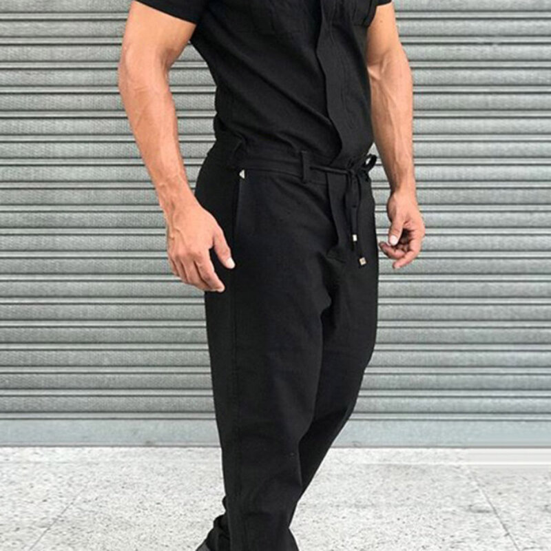 2022 moda masculina manga curta bolso zip macacão macacão macacão