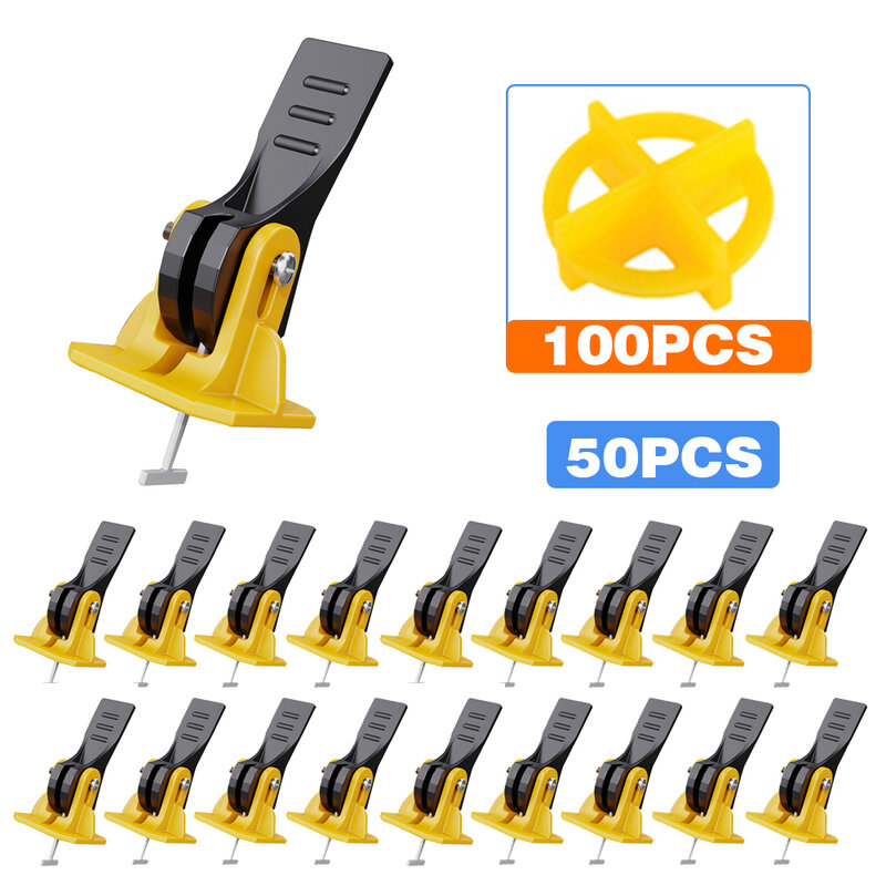 100Pcs Tile Leveling System For Floor Wall Level Wedges Alignment Spacer Reusable Leveler Locator Spacer Plier Construction Tool