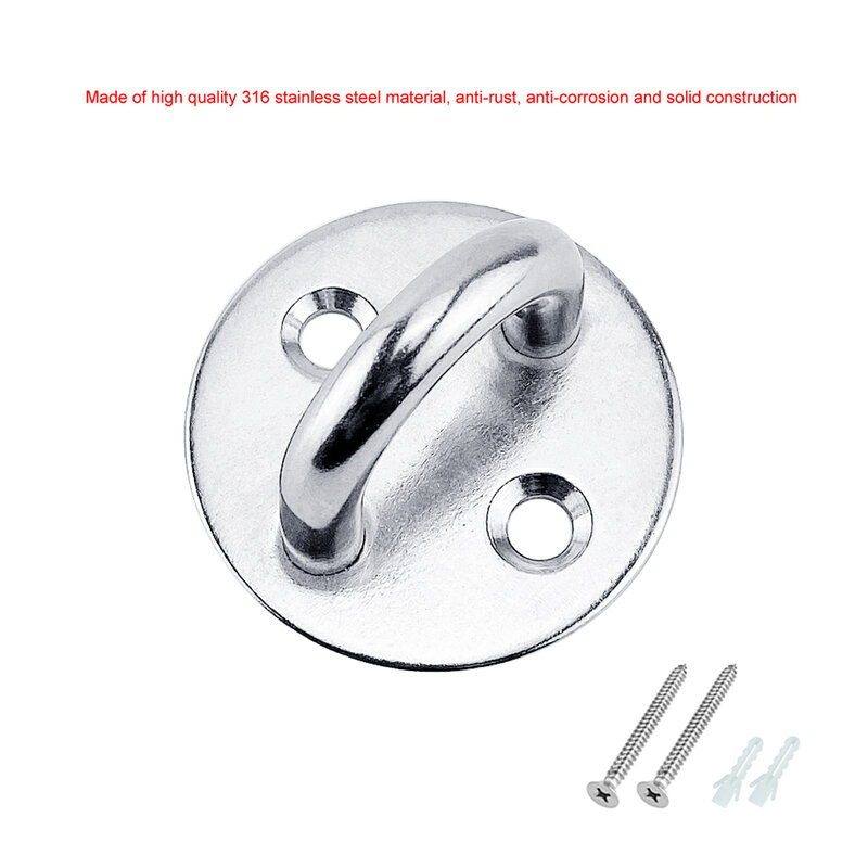 2Pcs Eye Pad Plate Stainless Steel Round Hooks with Screws Hardware