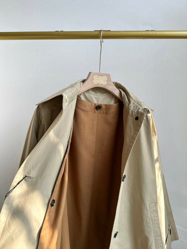 Gabardina holgada con cuello vuelto para mujer, chaqueta de manga larga con tres botones, a la moda, primavera 2023