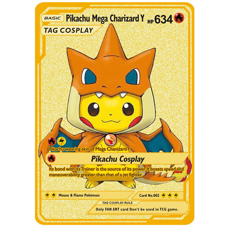 Pokemon Metal Pikachu Cards, Inglés Vmax, Mewtwo, Charizard, Blastoise Collection Card, juguetes, regalos para niños