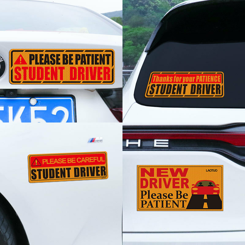 ใหม่ไดร์เวอร์แม่เหล็กสำหรับรถนักเรียน Driver รถตลกแม่เหล็กความปลอดภัยแม่เหล็กสะท้อนแสงป้ายสำหรับวัยรุ่นขับรถของขวัญ
