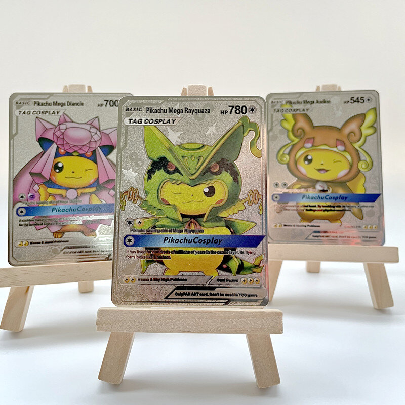Novo pokemon 27 estilos novo mewtwo gx mega ouro metal cartão super jogo coleção anime cartões brinquedos para crianças presente de natal