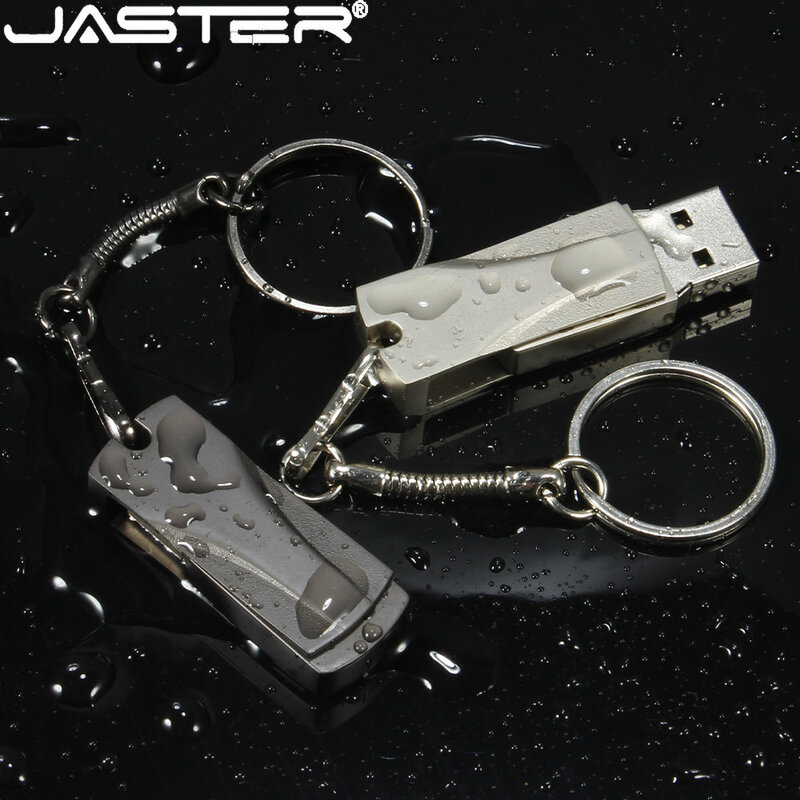 JASTER Metal High speed USB 2.0 Flash Drive 64GB 32GB 16GB Pen drive With key chain Memory stick 8GB 4GB Waterproof Black U disk