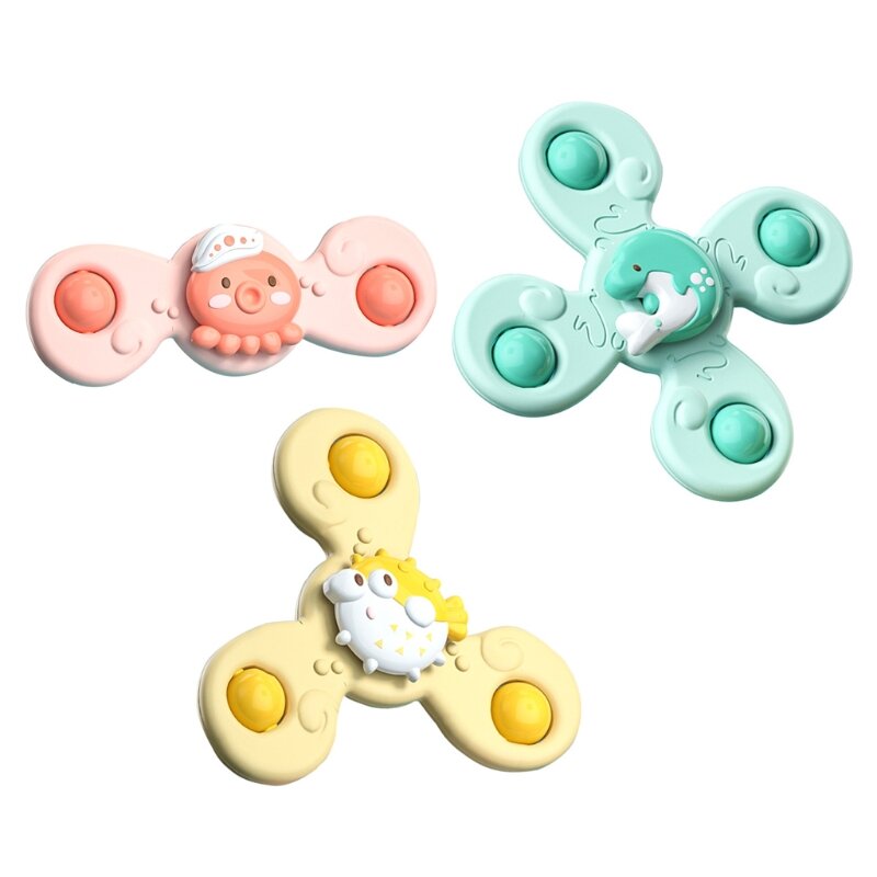 Mainan Bak Mandi 5In Mainan Mandi Bayi Spinner dengan Cangkir Isap Cetakan Mainan Interaktif-Gratis DropShipping