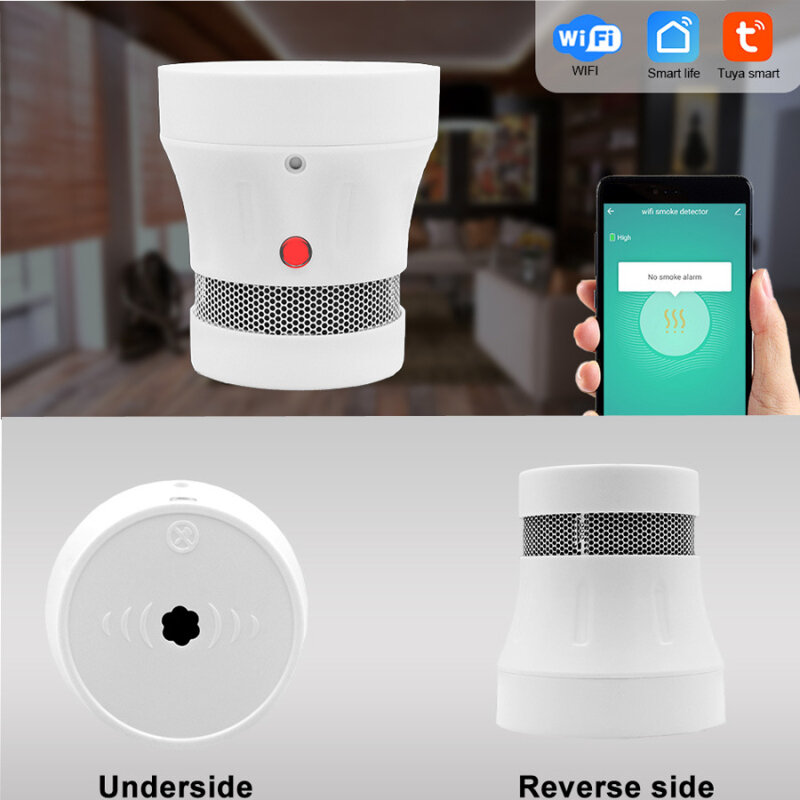 Tuya wi fi inteligente detector de fumaça alarme incêndio sistema casa inteligente 2.4ghz alta sensibilidade segurança prevenção sensor frete grátis