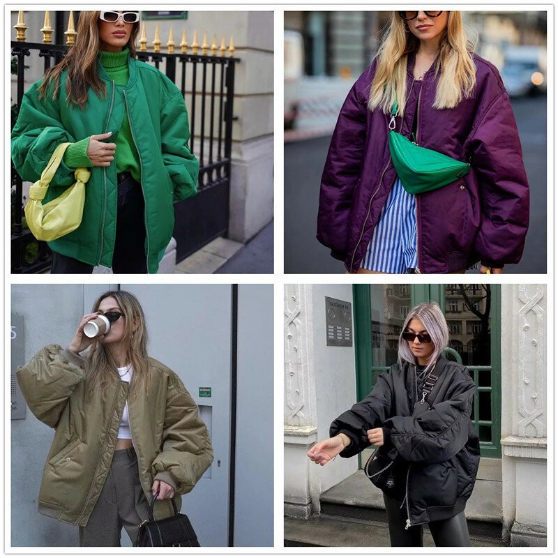 BM & ZA-chaqueta acolchada estilo Bomber para mujer, abrigo de manga larga con bolsillo, cremallera frontal, cuello redondo, estilo Retro, a la moda