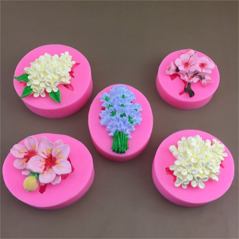 Molde de vela de silicona de flores 3D, molde de resina, bricolaje, postre, Chocolate, pastel, hornear