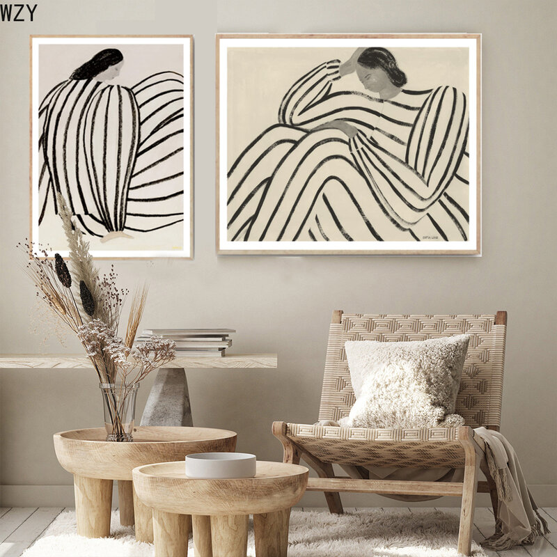 Póster de líneas de pintura abstracta para sala de estar, lienzo de arte de pared con simplicidad moderna, Sofia Lind, NordicPicture para decoración del hogar