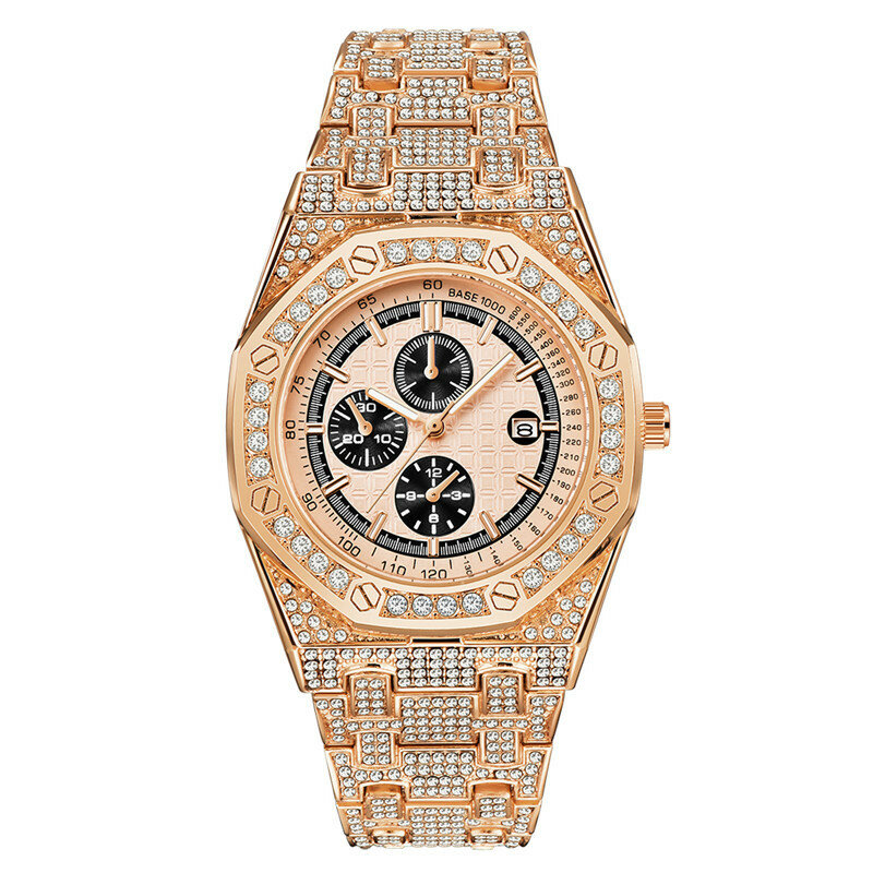 นาฬิกาแฟชั่น2023เย็นสำหรับผู้ชายนาฬิกาฮิปฮอปประดับเพชรนาฬิกาควอตซ์แบรนด์หรูชั้นนำ