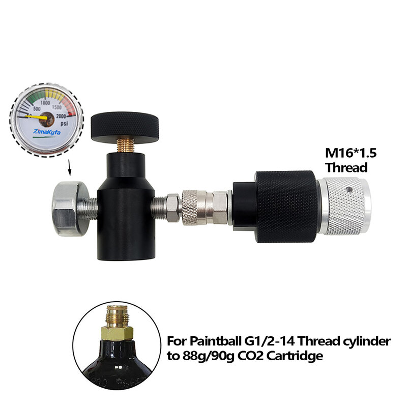 Uzupełnij Adapter adaptera ASA do kapsułki z wkładem CO2 88/90g ze zbiornika z farbą lub Sodastream, gwint M16 * 1.5 W/2000psi