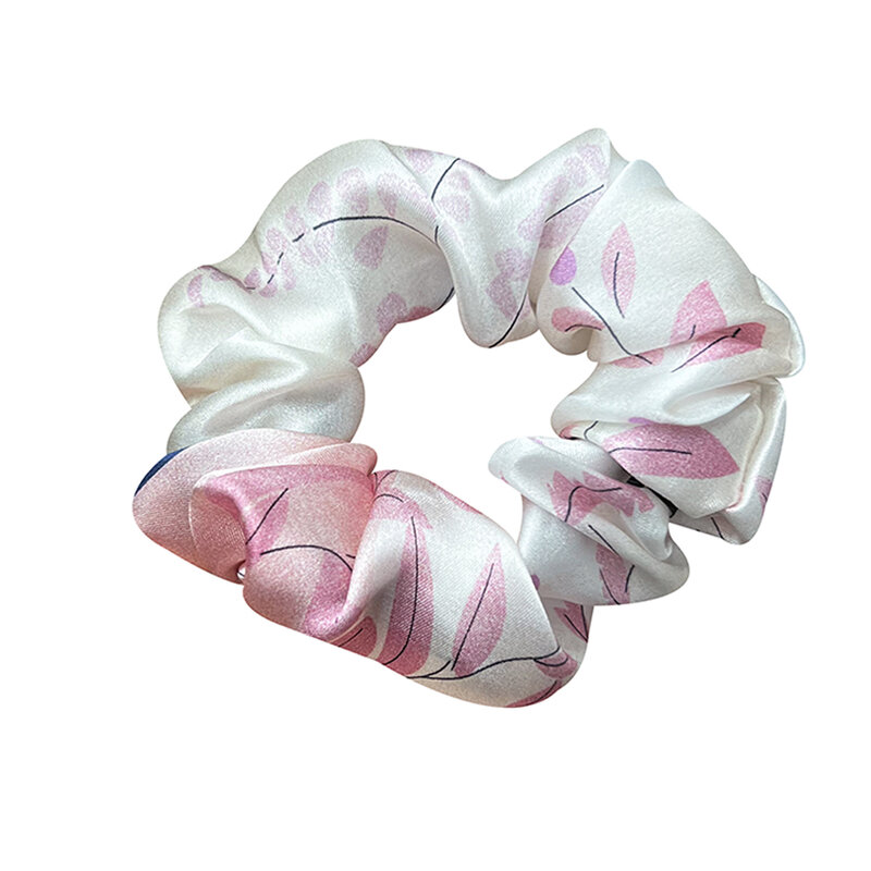 100% Real Mulberry Silk Scrunchies Rubber Bands Hair Ties Elastic Ponytail Holder Headwear Print Hair Accessories for Women