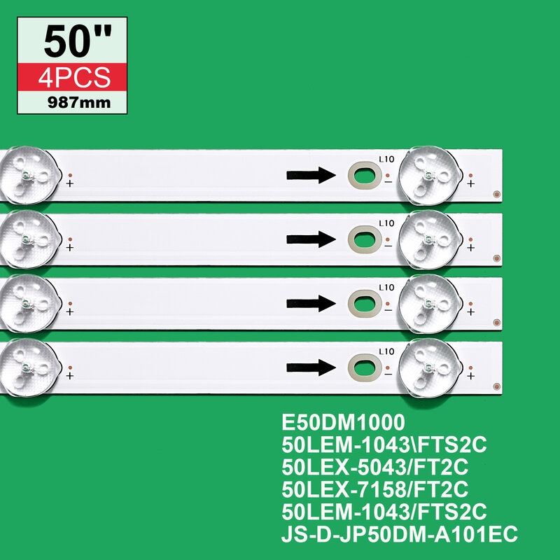 Tira de luces LED de retroiluminación, accesorio para K50DLJ10US D50-M30 v500dj6-qe1 (81112) A101EC (80510) JS-D-JP50DM-101EC RC50B19S-4KSM, 10 lámparas