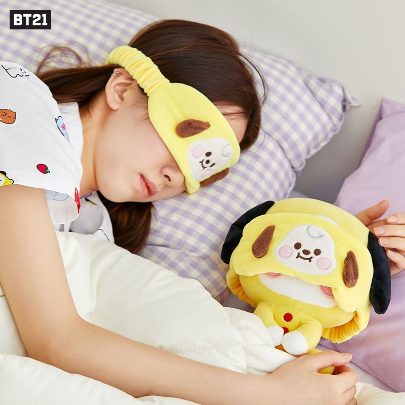 Line Friends BT21 Cartoon Baby Series Plush Sleeping Eye Mask Kawaii Doll Travel Sunshade Plushie Sleep Shade Cover with Elastic