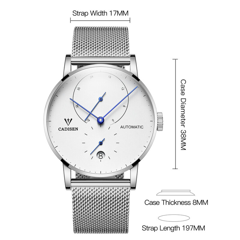 Мужские механические часы VIMIO, водонепроницаемые механические часы с прозрачным дном, мужские повседневные часы, деловые часы для мужчин