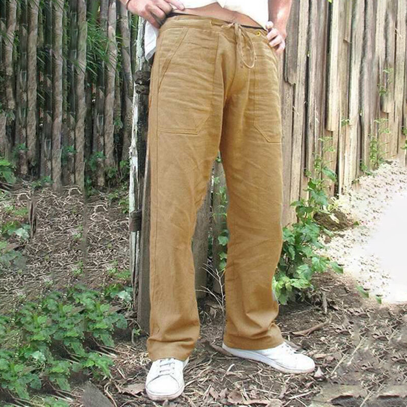 Celana Panjang Lurus Warna Solid Desain Polos Pria Trendi Bahan Peledak Celana Olahraga Kasual Fashion Celana Kolor Longgar Lebar Kaki