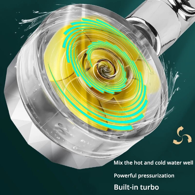 2022 Turbo Powered głowica prysznicowa 360 ° obrotowa wysokociśnieniowa słuchawka prysznicowa ABS deszczownica dysza natryskowa akcesoria łazienkowe