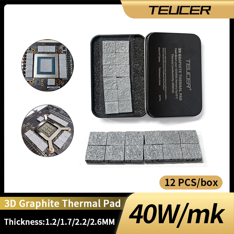TEUCER Graphite Thermal Pad GDDR6X VRAM Custom Thermal Pad 40W/MK For 3070Ti 3080ti 3090 High Performance Graphite Cooling