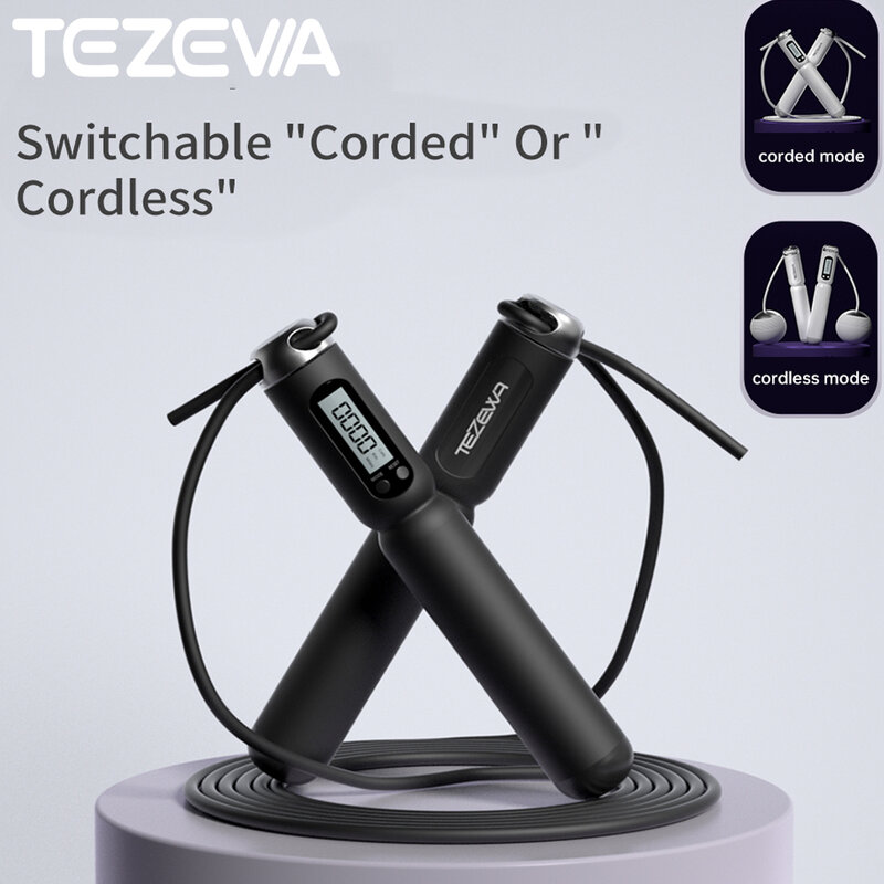 TEZEWA Wire & Cordless Jump Rope Fitness esercizio corde per saltare salto corda attrezzatura per esercizi perdere peso professionale