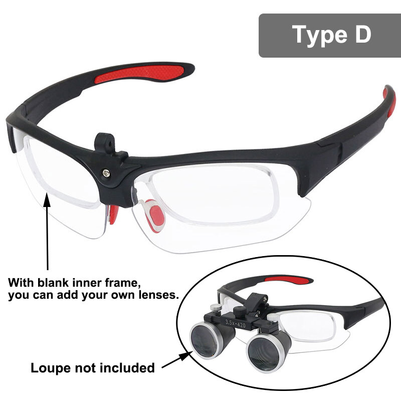 نظارات ل مجهر الأسنان Loupes و مصباح المكبر ملحق جزء أسود اللون ABS أو النحاس الإطار مع ثقوب المسمار