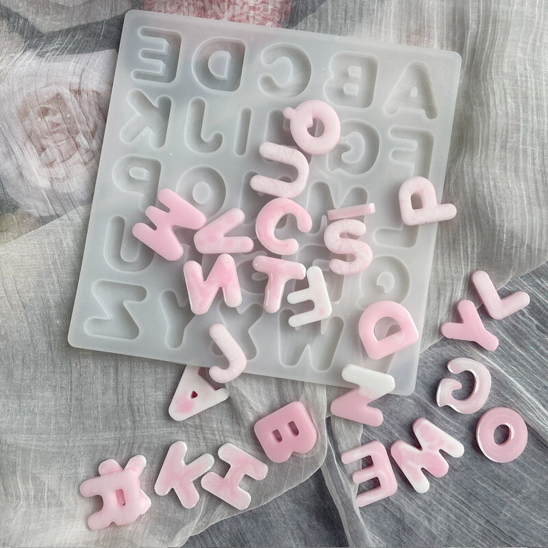 Moule à gâteau en Silicone 26 lettres de l'alphabet anglais, Cube de glace au chocolat, plateau poêle à bonbons, outils de décoration faits à la main