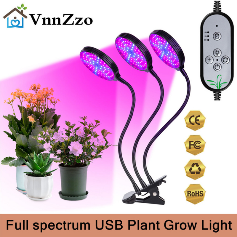 Luz LED USB de 5V para cultivo de plantas, lámpara de espectro completo para acuario, tienda de cultivo de plántulas de flores vegetales de interior