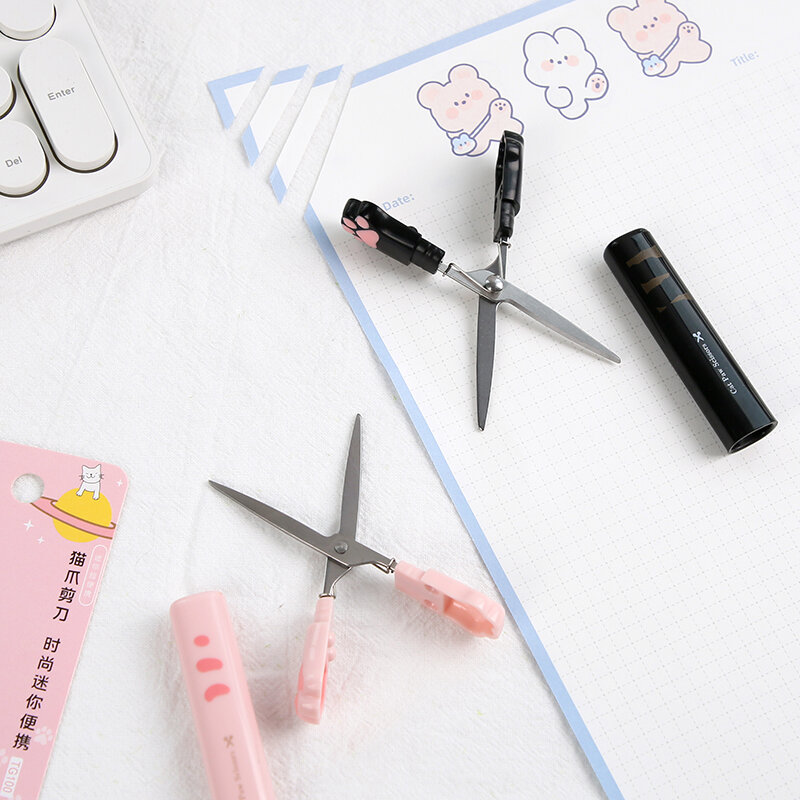 Cute Cat Claw Scissors Kawaii Portable Mini DIY Pen Scissors Tools for Paper Cutting Scrapbooking Journal Supplies
