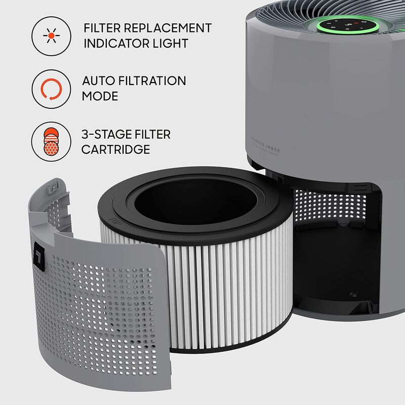 Quarto Air Cleaner com filtração True HEPA, filtro de carvão ativado, indicador visual de qualidade do ar, para casa, quarto, 9 Whole