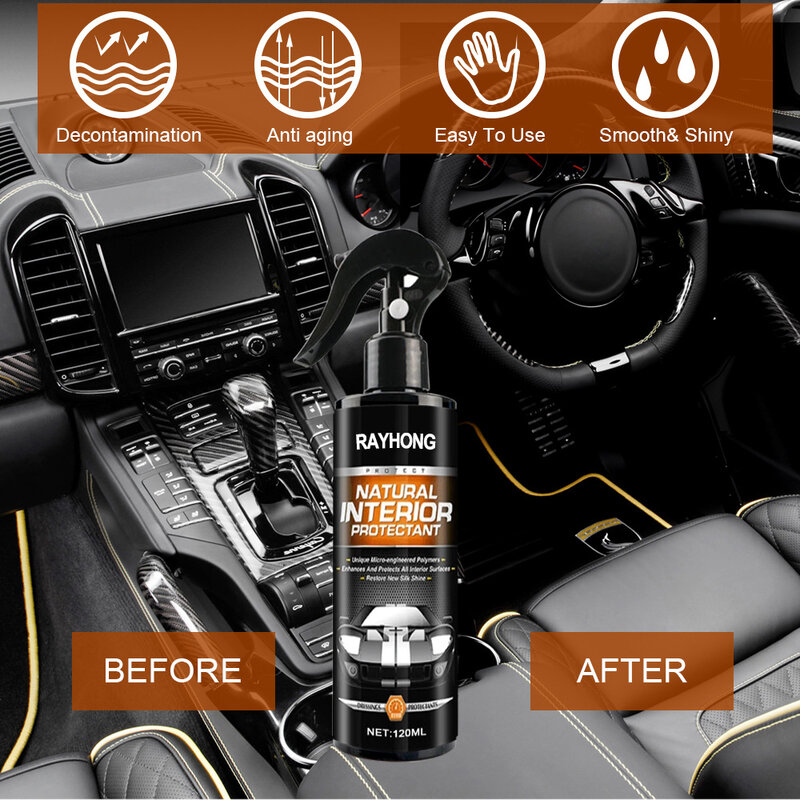 30/120ml Car Interior Protection Spray Agent Universal Car Interior Cleaner Spray Car Dashboard Refurbishment Wax Car Clean Tool