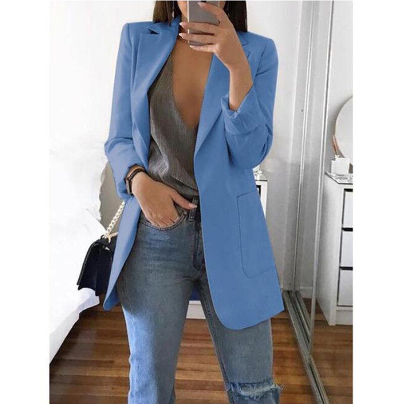 Women's Jacket Spring Fall Casual Fashion Basic Concave Slim Solid Coat Loose Coat