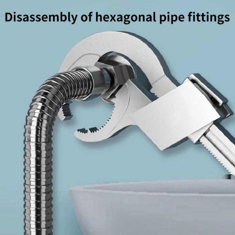 Chiave da bagno multifunzionale regolabile grande apertura 80mm chiave per lavello rubinetto stretto tubo dell'acqua per fognatura strumenti di riparazione dell'impianto idraulico