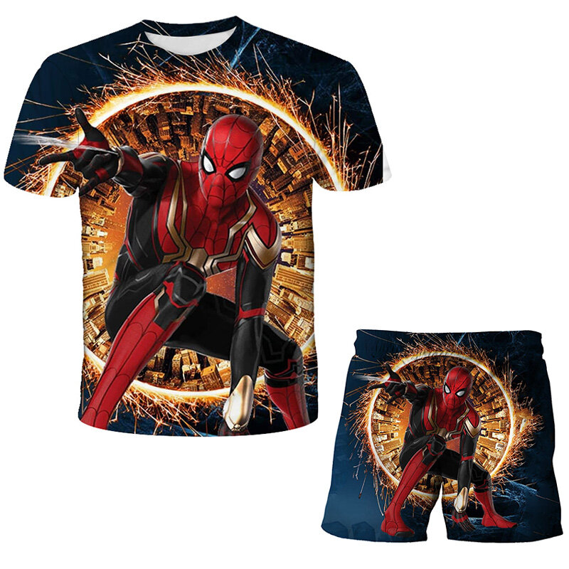 Combinaisons Marvel pour garçons et filles, ensemble 2 pièces Spider-Man pour enfants, T-shirt et short décontractés, charmant, nouvelle collection 2022