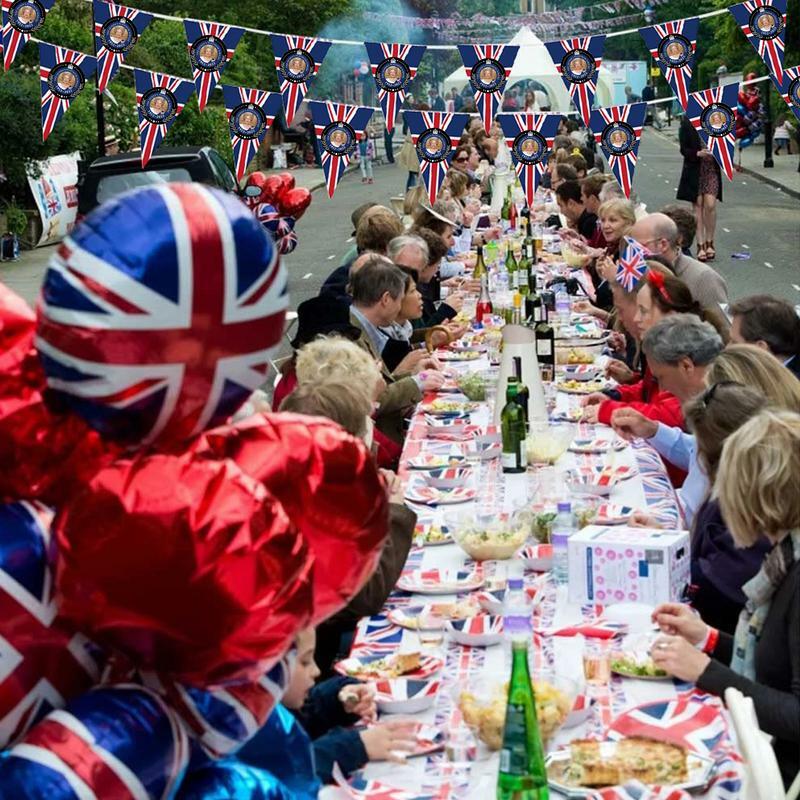 여왕의 주비용 술집용 유니온 잭 플래그, 번팅 번팅, 자유롭고 Jubilee, 애국적인 Jubilee 번팅, 8 개의 삼각형 깃발 포함