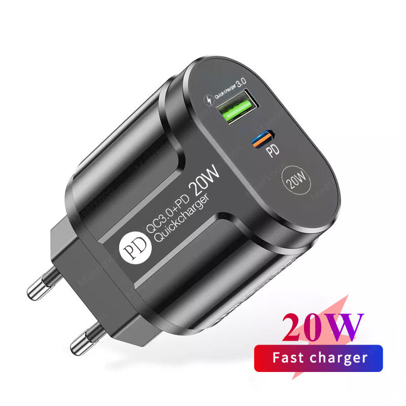 20W Phone Charger USB Type C Charger QC3.0 For iPhone 11 Xiaomi Huawei PD Fast Charger EU/US/UK Plug Quick Charge Travel Adapter