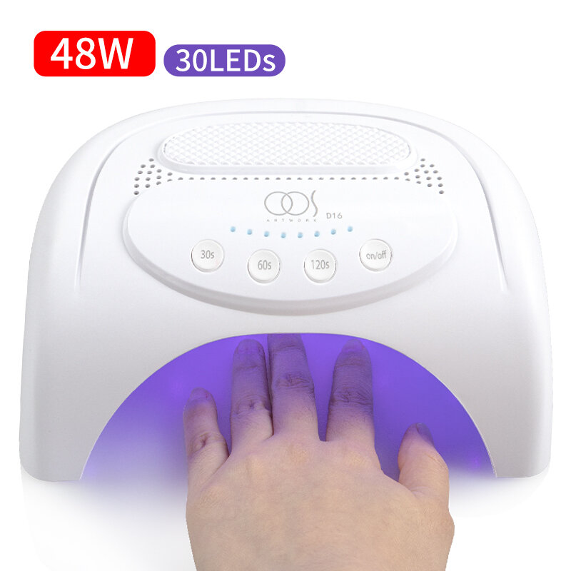 Lámpara de uñas de alta potencia para manicura, Gel de curado rápido con almohada de mano, Sensor inteligente para salón de belleza, equipo de arte de uñas, 48W, 30LED