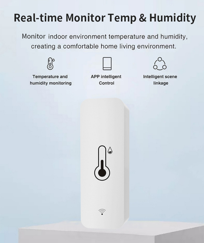 Tuya Smart Temperature Humidity Sensor Remote Monitor with  SmartLife Smart Home App Works with Alexa, Google Assistant, WiFi