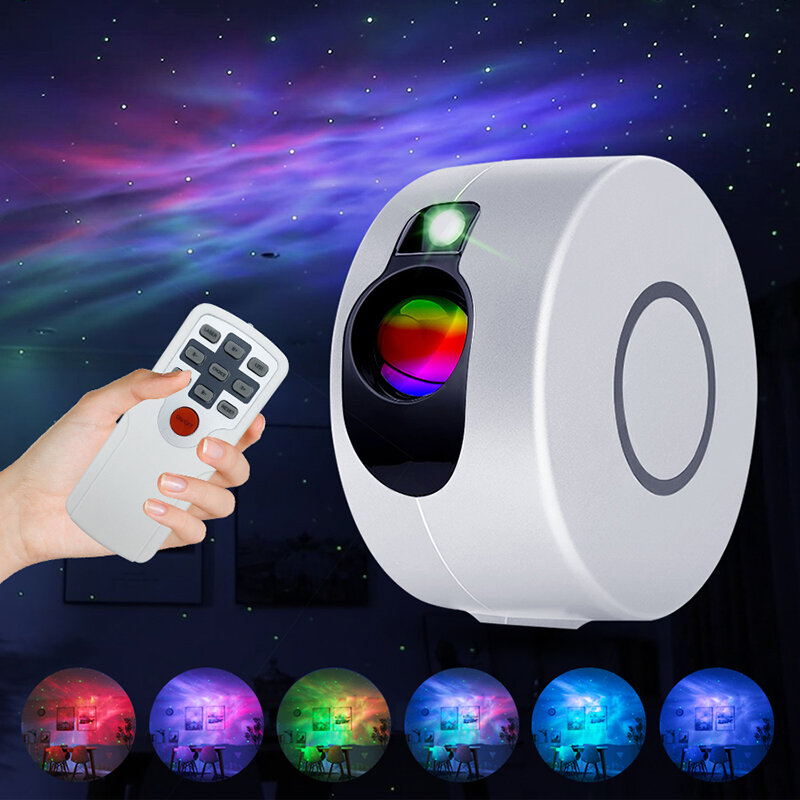 Romântico colorido inteligente aurora estrela projetor luz da noite quarto ao lado da lâmpada led colorido nebulosa decoração do quarto