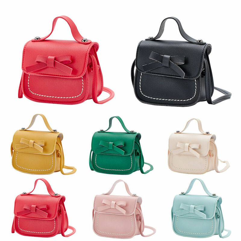 Children Small Square Bag Bow Messenger Bag Fashion Cute Portable Little Girl PU Shoulder Bag Handbags bolsa niña infantil