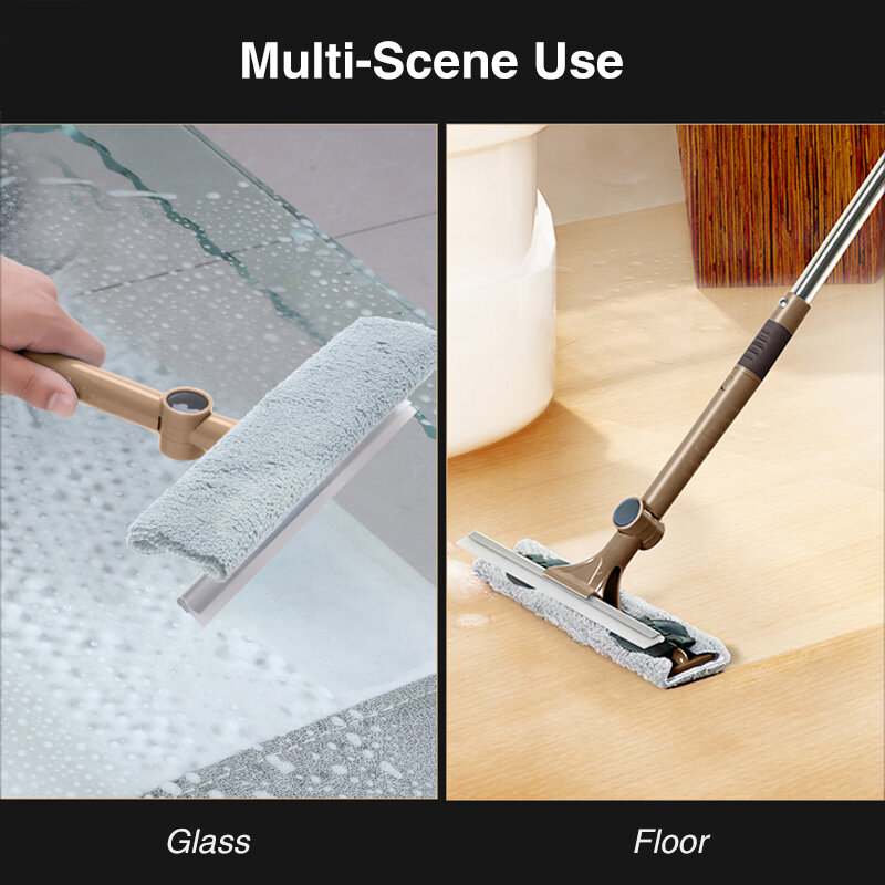 Punho longo escova de limpeza janela limpador de vidro rodo vara telescópica doméstico dupla-face ferramenta de limpeza de vidro com pano
