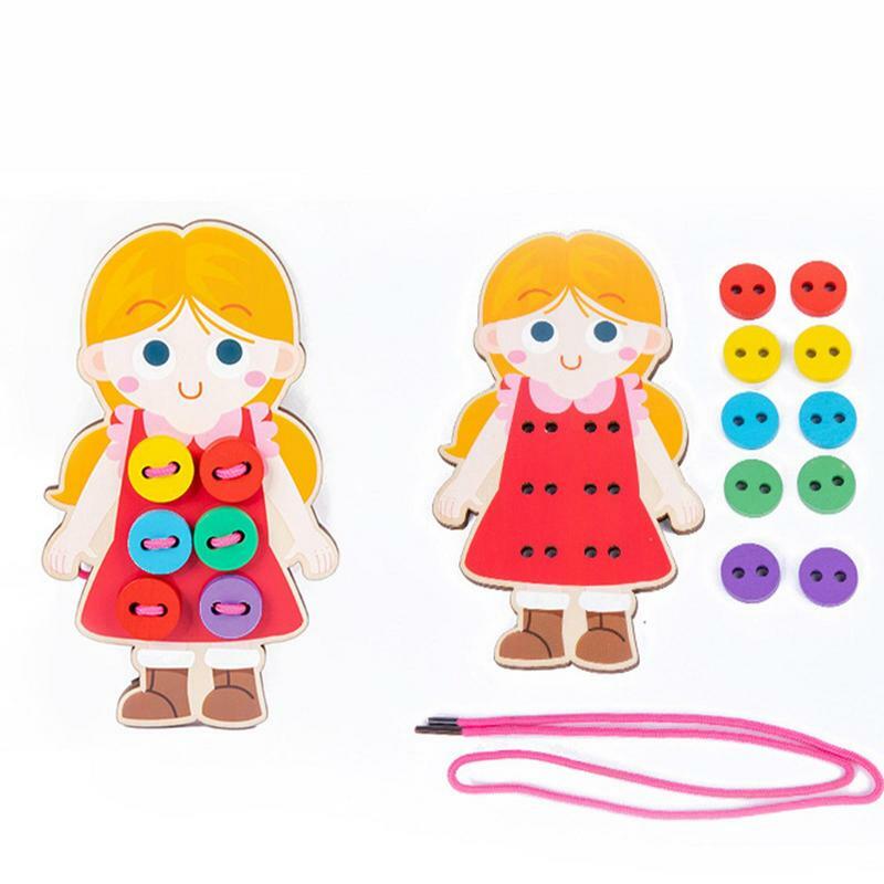 String Board For Kids Button Game Brinquedo Educacional Rope-Drawing Threading Toy Com Botões De Roupas Corda Educacional Precoce