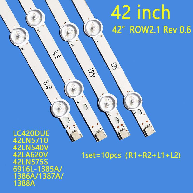 10PCS LED Backlight strip for LIG 42LN540V 42LN613V 42LA620V LC420DUE 42LN575S 42LA620S 42LN540S-R2 6916L-1217A