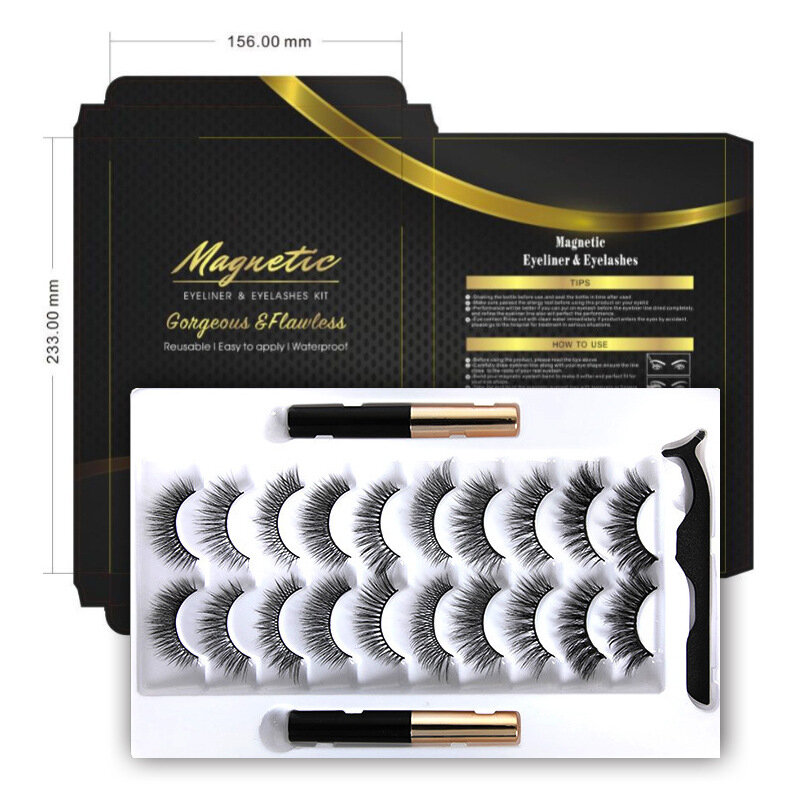 10 Pasang Bulu Mata Palsu Magnetik 10 Pasang Magnet Bulu Mata Eyeliner Magnetik Magnet Bulu Mata